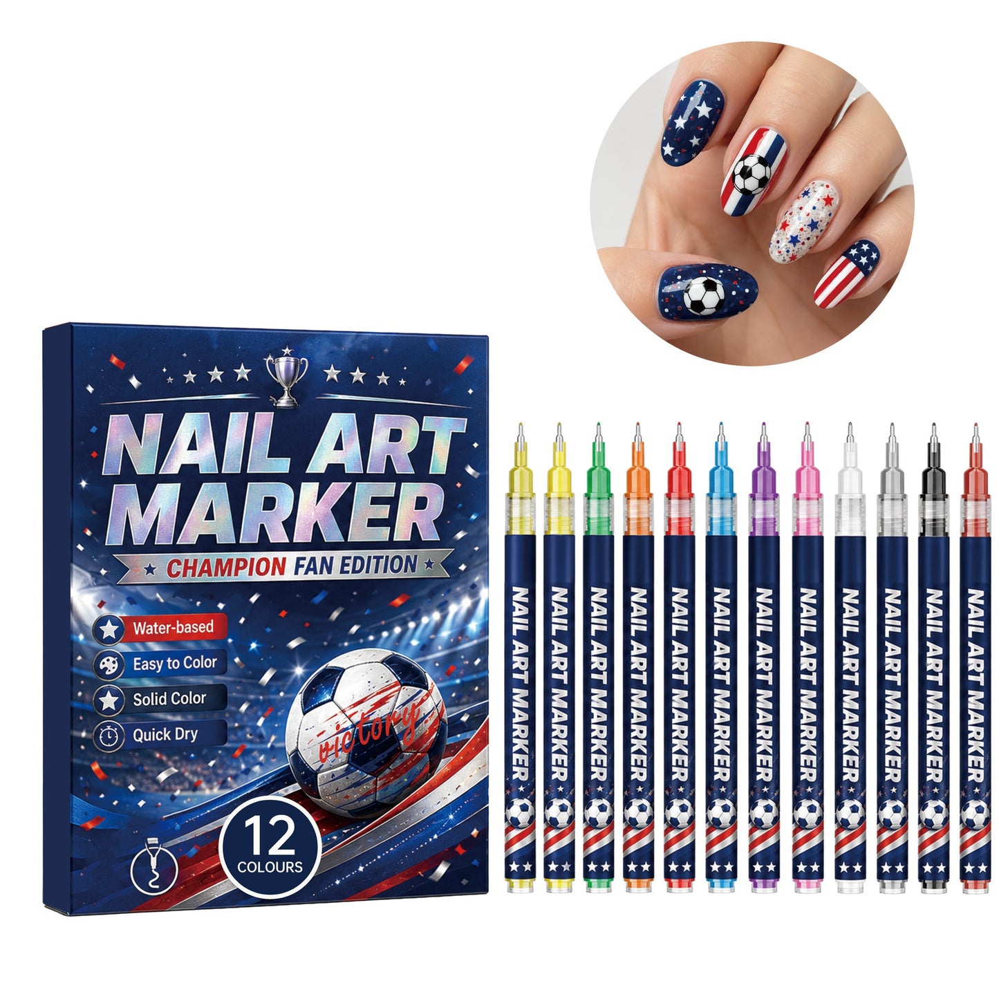 Amorivra™ 12-color fan-themed nail art brushes